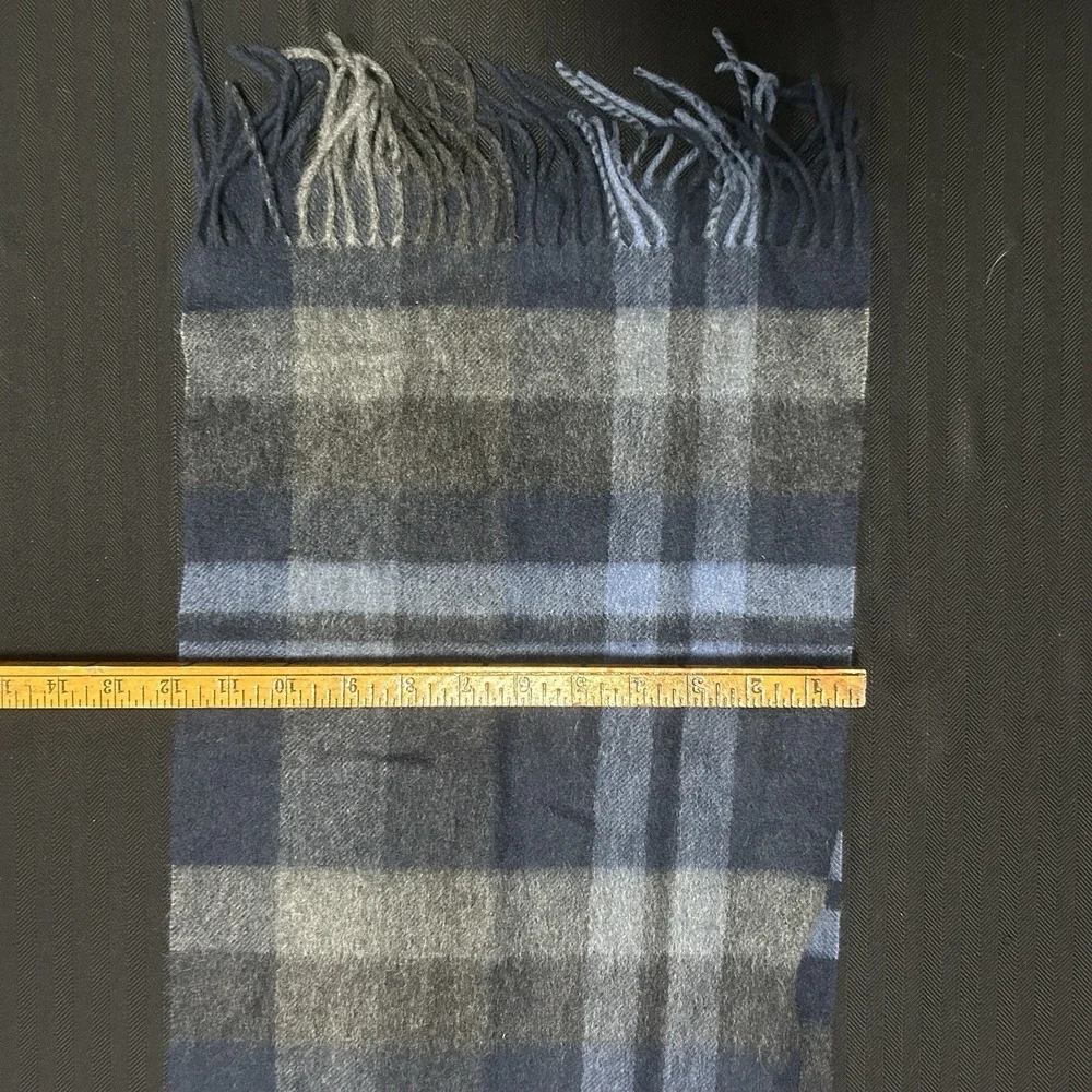 Jos. A Bank 100% Cashmere Scarf Plaid Blue 5-ft